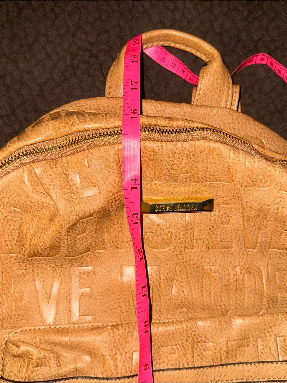 Steve Madden Women's Brown Leather Textured Backpack Bag